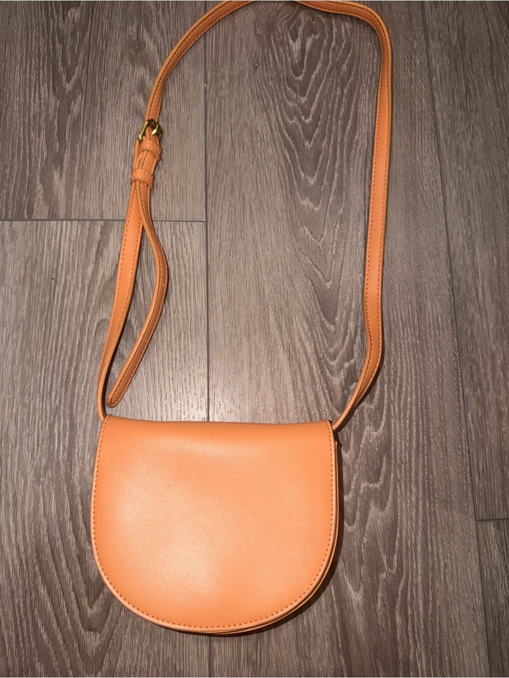 Women's Orange Crossbody Saddle Bag - Minimal Leatherette Purse